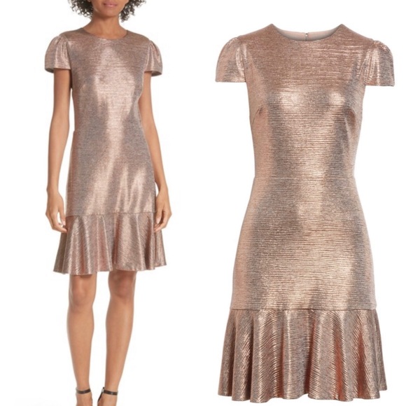 Alice + Olivia Dresses & Skirts - ALICE + OLIVIA Imani Ruffle Hem Metallic Gold 8